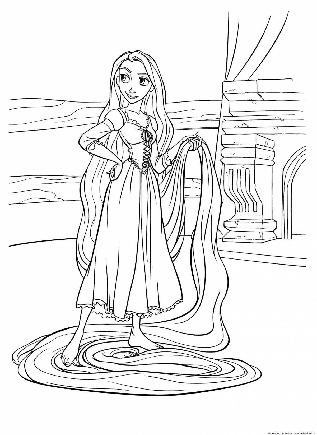 Coloring page wild long-haired princess