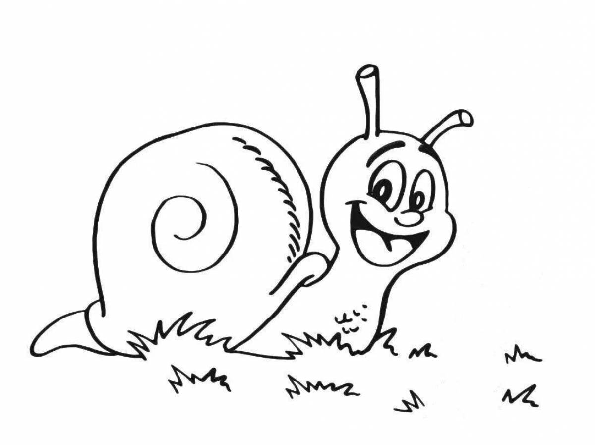 Colorful drawing of a snail for children