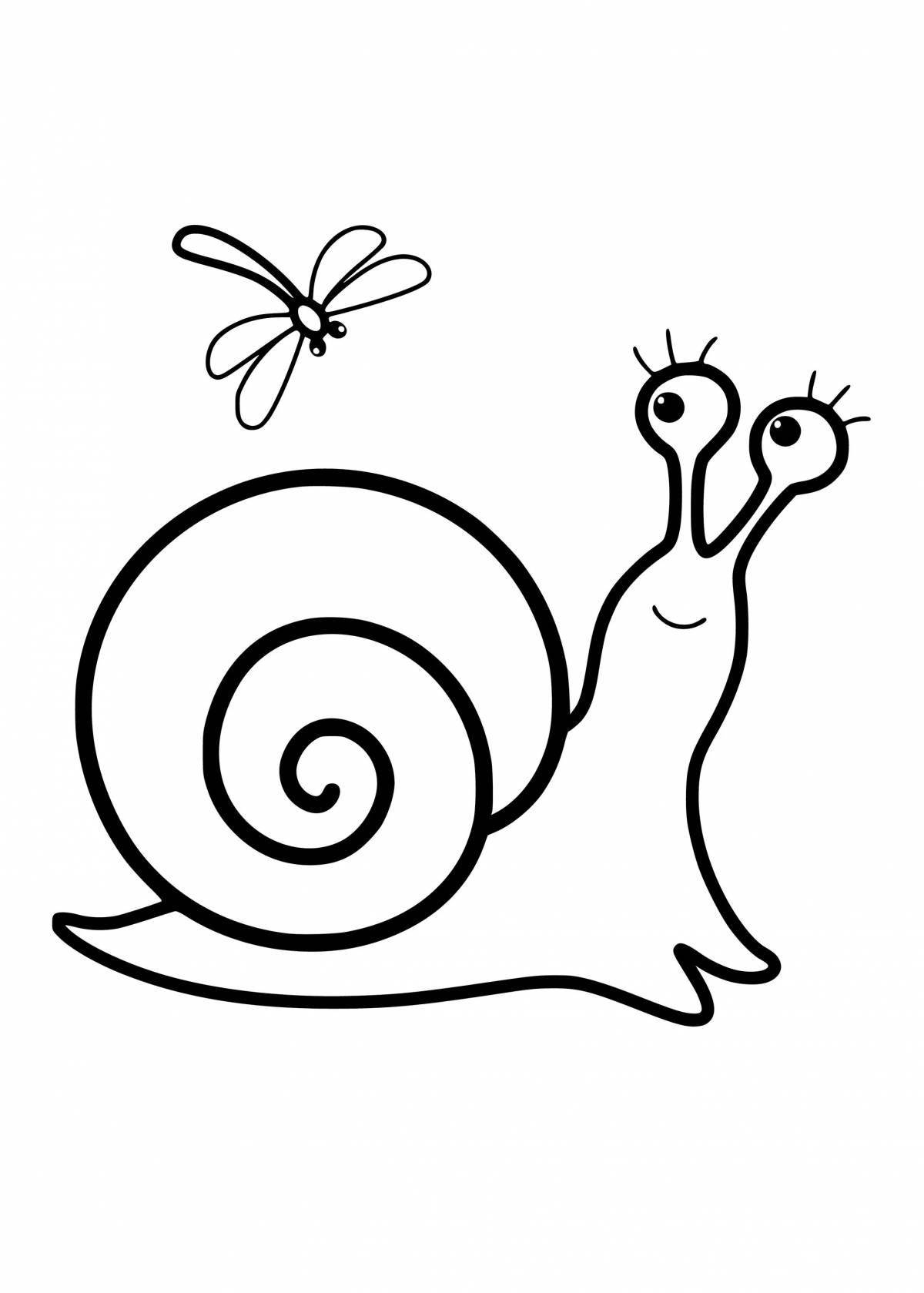 Fancy drawing of a snail for kids