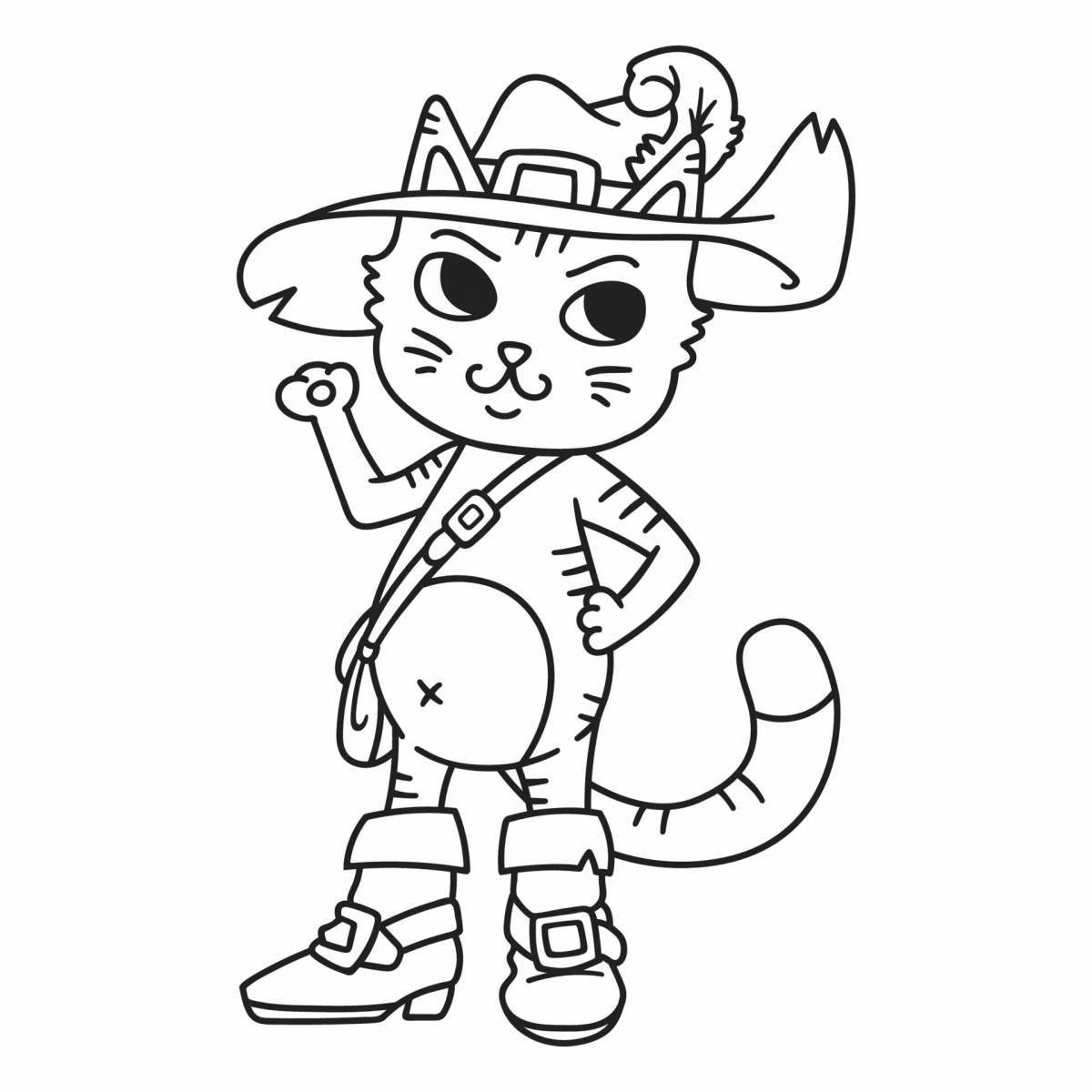Colouring funny puss in boots