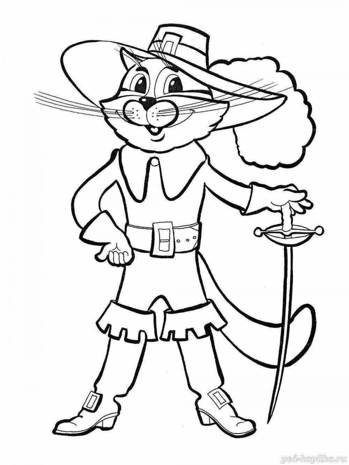 Coloring page adorable puss in boots