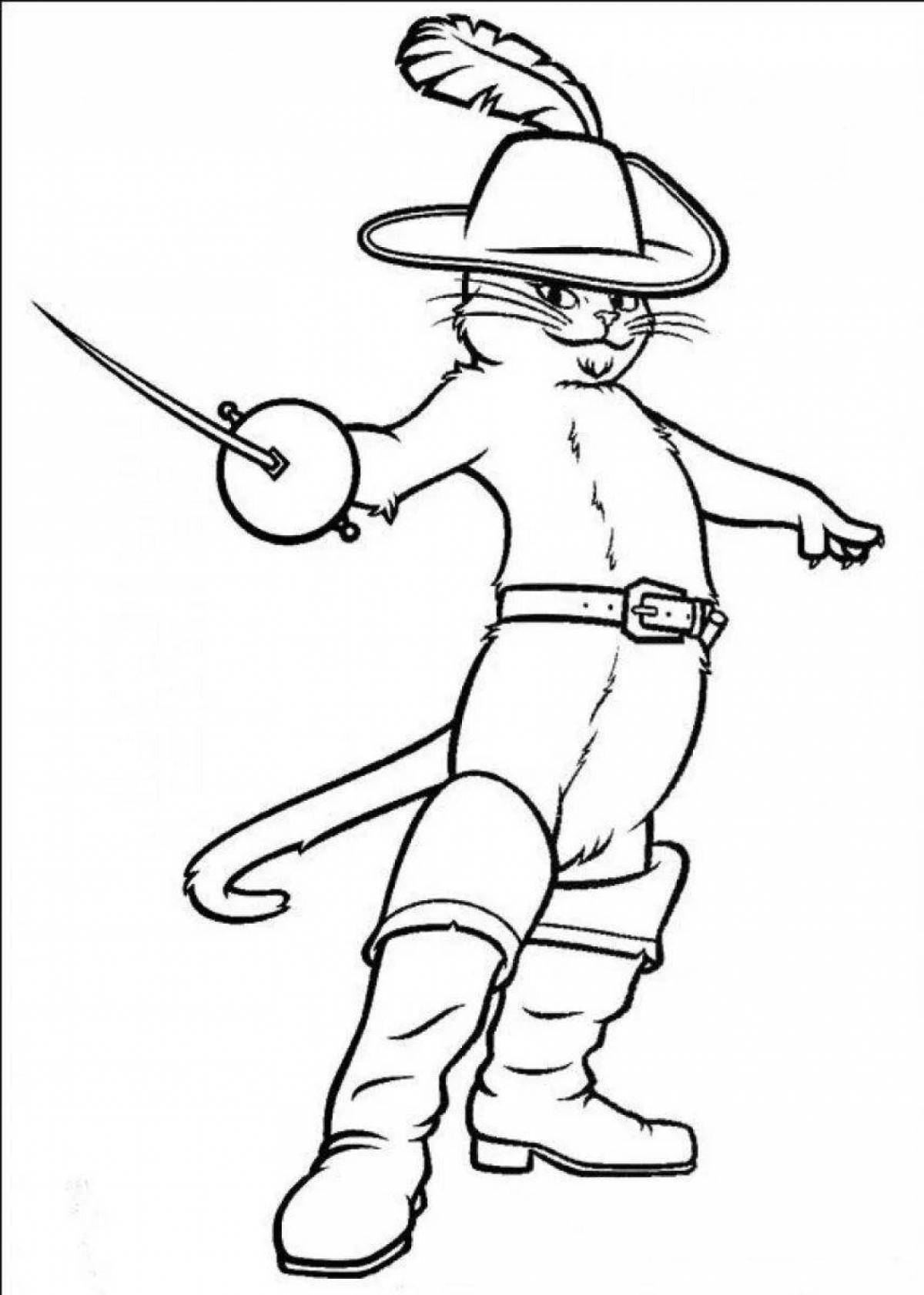 Glittering Puss in Boots coloring page
