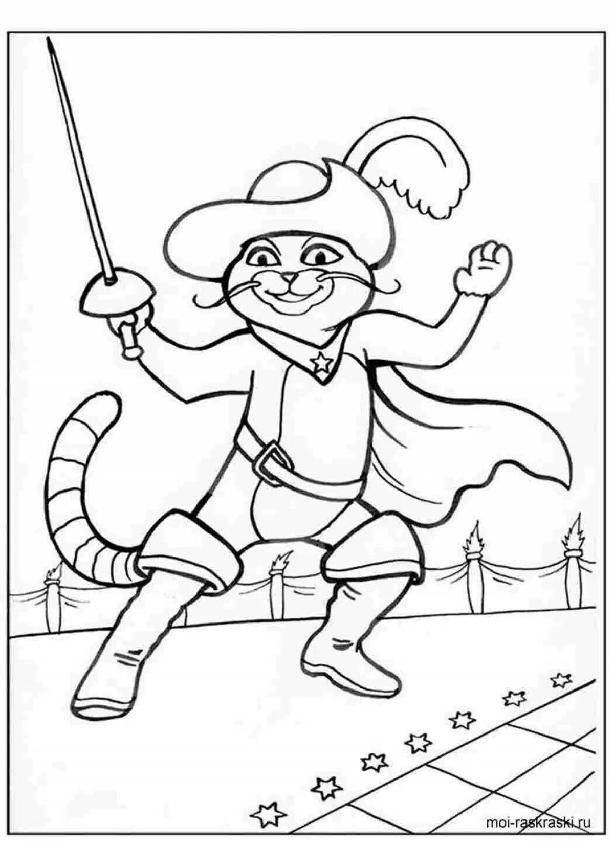 Adorable puss in boots coloring book