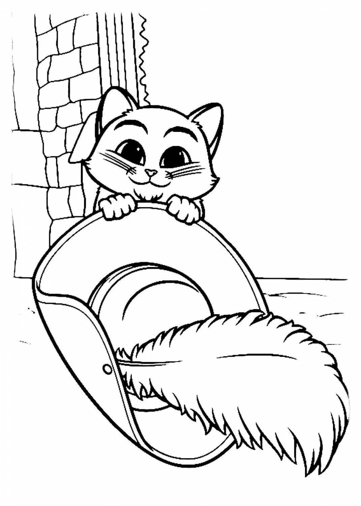 Cute puss in boots coloring book