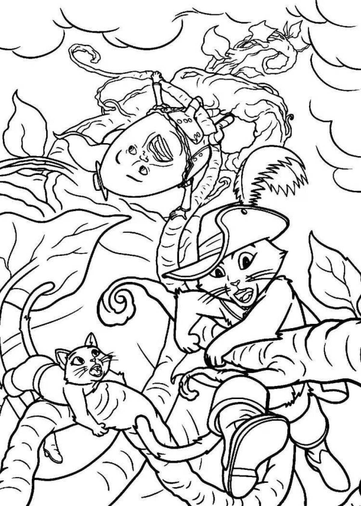 Coloring page humorous puss in boots