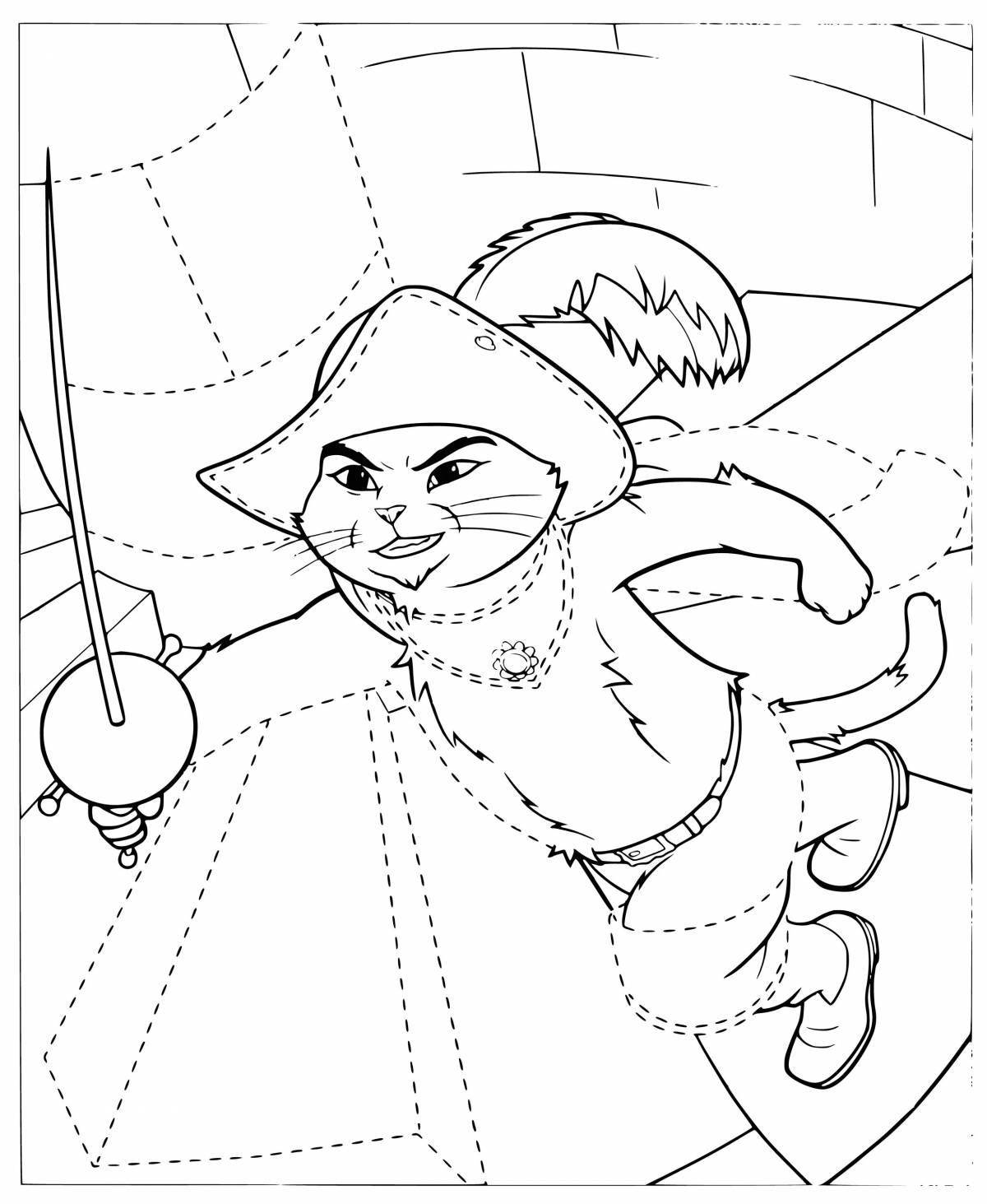 Coloring page funny puss in boots