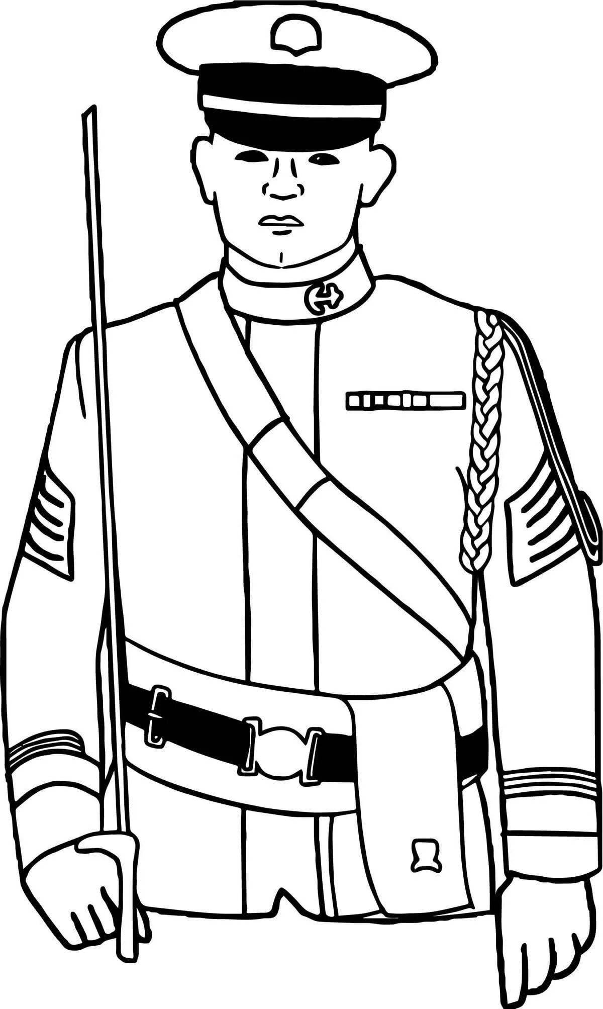 Bright military uniform coloring book