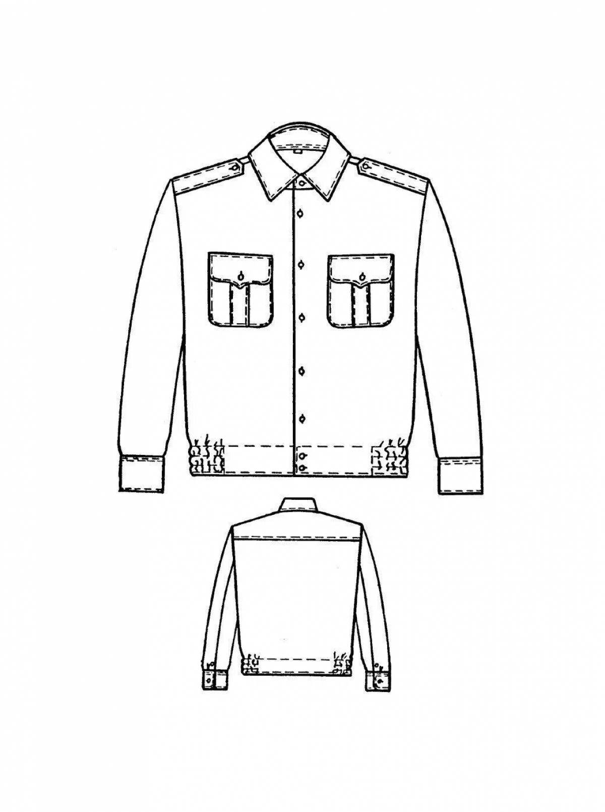 Detailed military uniform coloring page