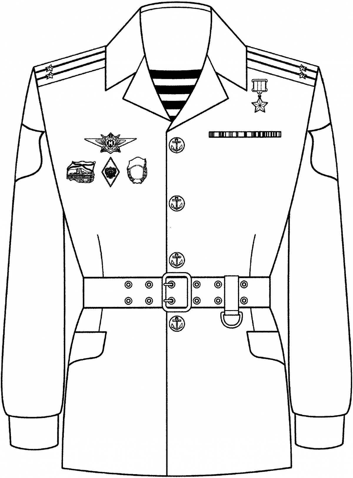Charming military uniform coloring book