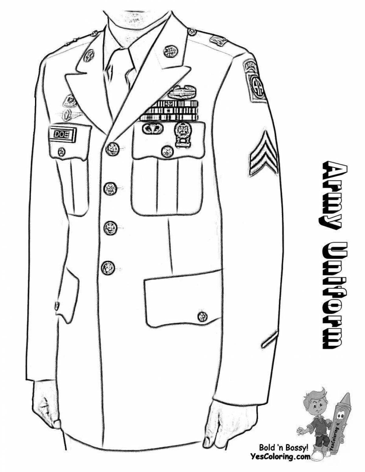 Coloring page charming military uniform