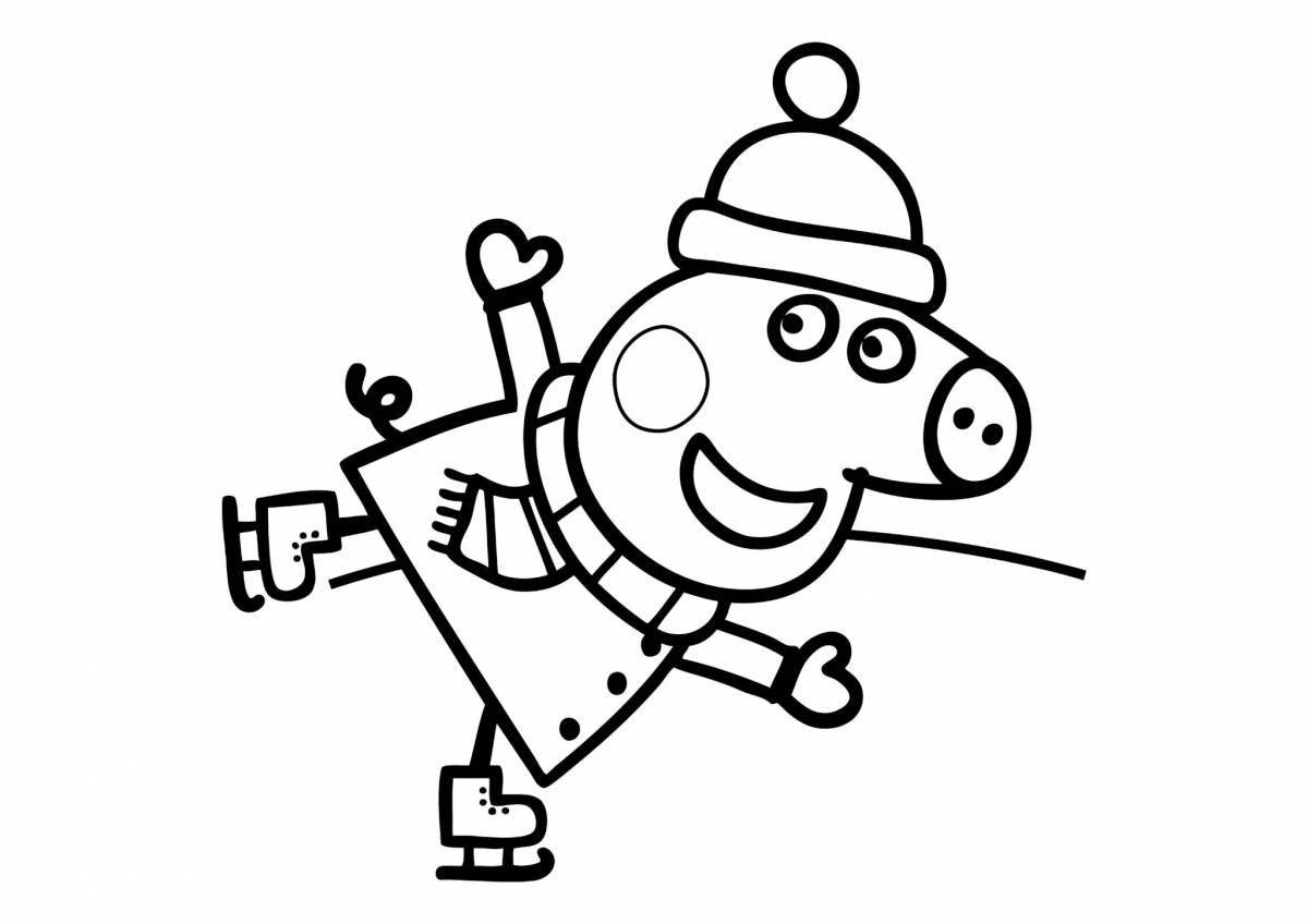 Coloring page violent peppa pig for the new year