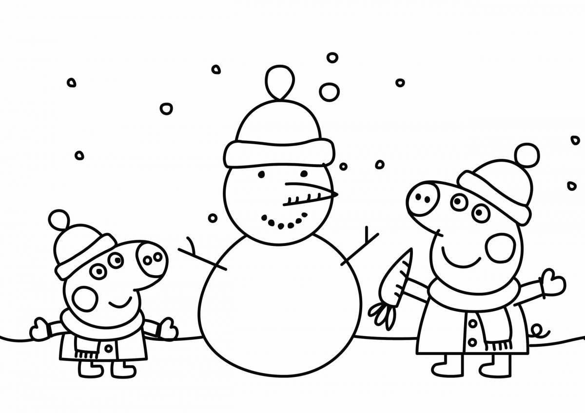 Coloring book glowing peppa pig for the new year