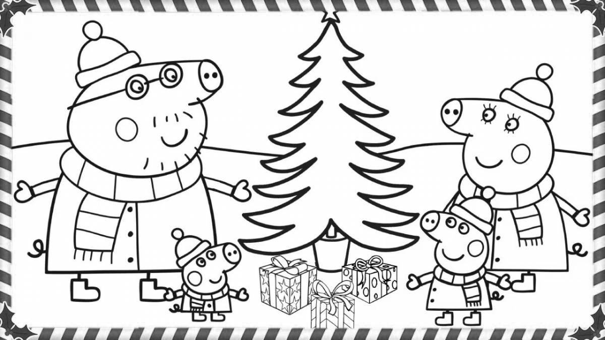 Animated peppa pig christmas coloring book