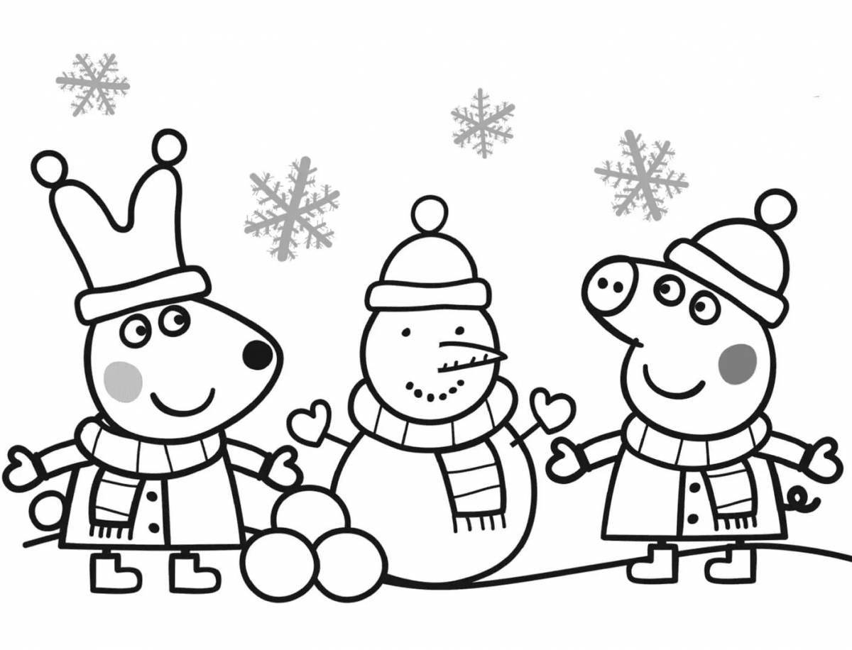 Colorful and detailed peppa pig Christmas coloring book