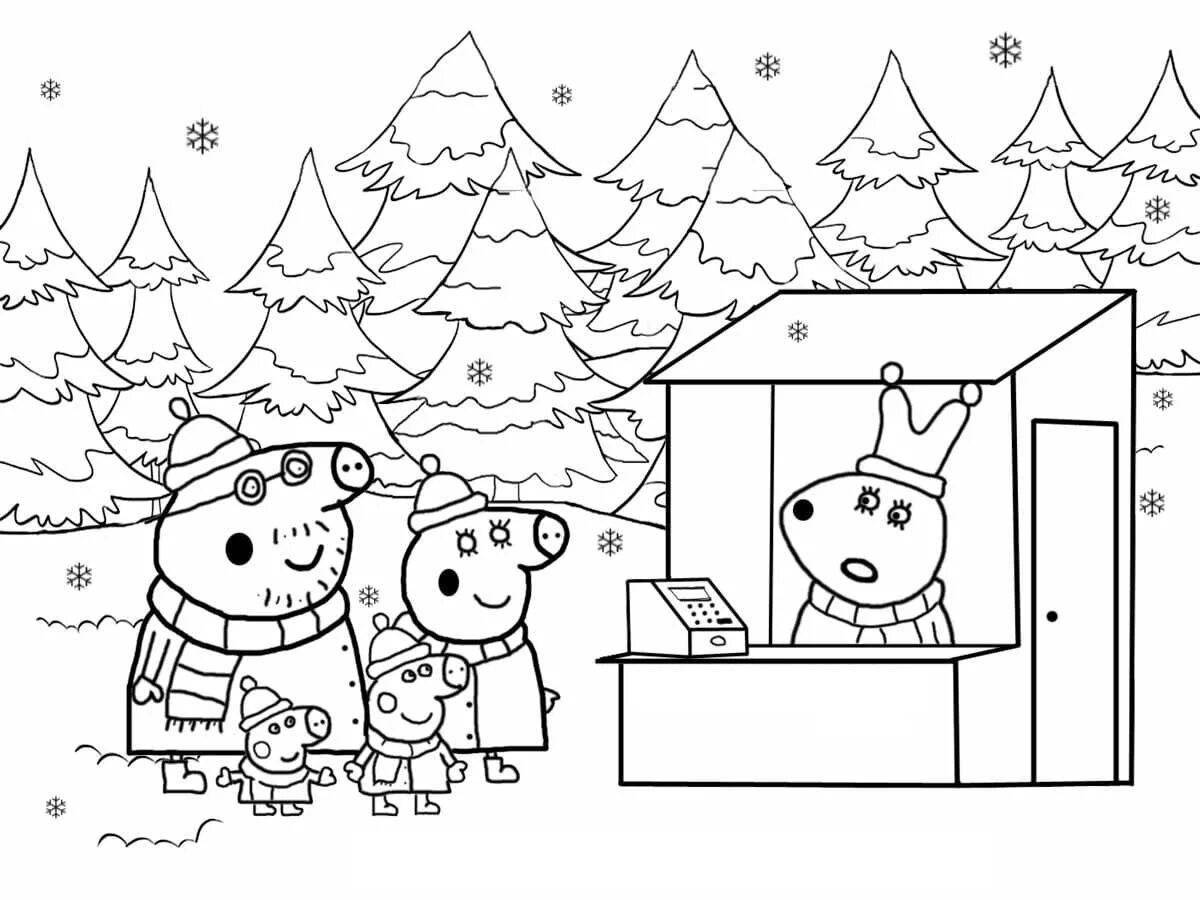 Coloring pages peppa pig, peppa pig, new year