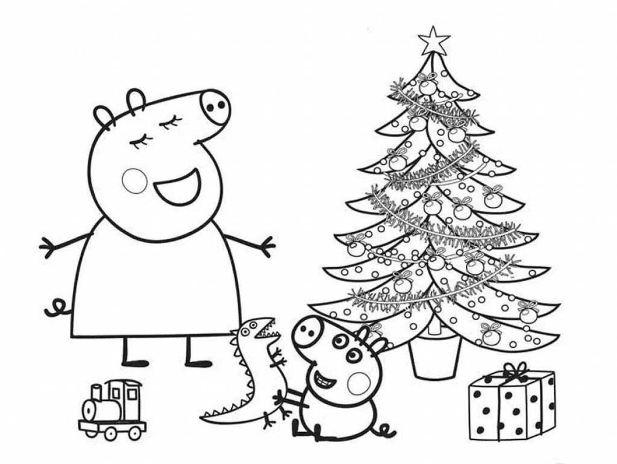Coloring pages peppa pig new year