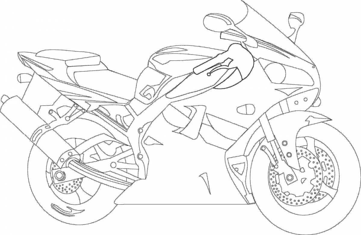 Раскраска Увлекательная раскраска гоночного мотоцикла для детей