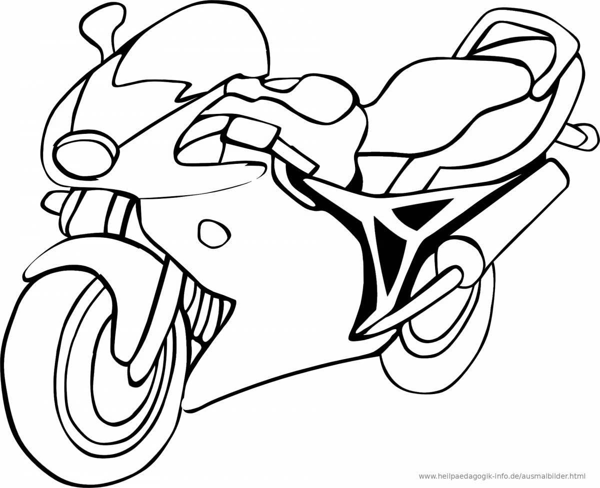 Яркая раскраска гоночного мотоцикла для детей