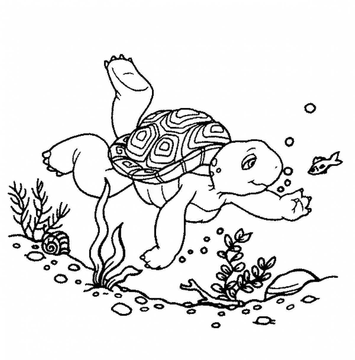 Радостная раскраска черепаха тортилья из пиноккио