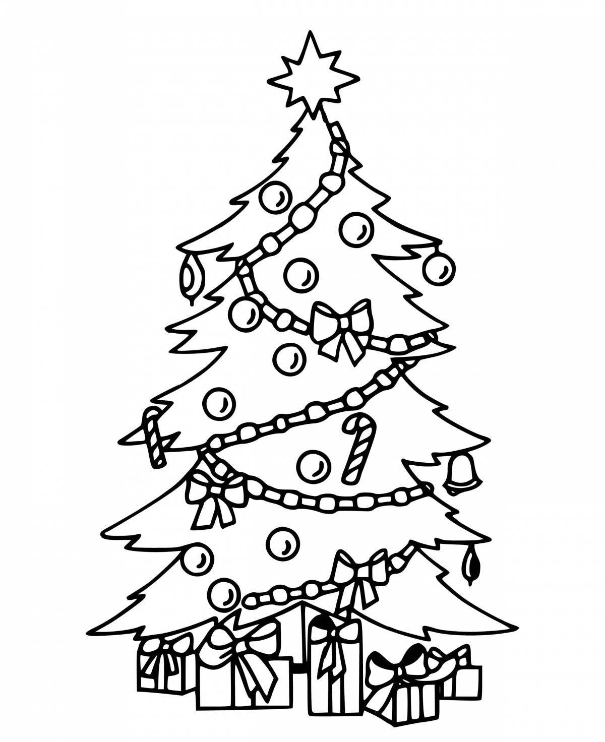 Удивительная страница раскраски рождественской елки