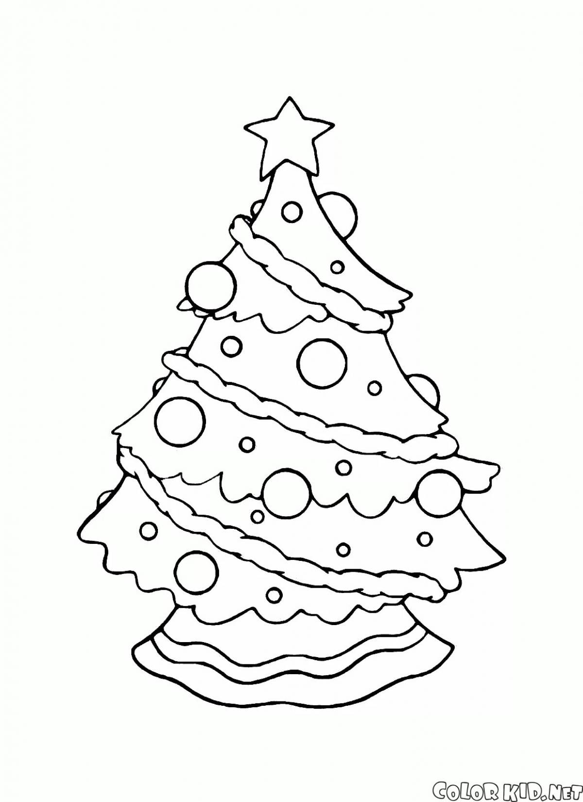 Анимированная страница раскраски рождественской елки