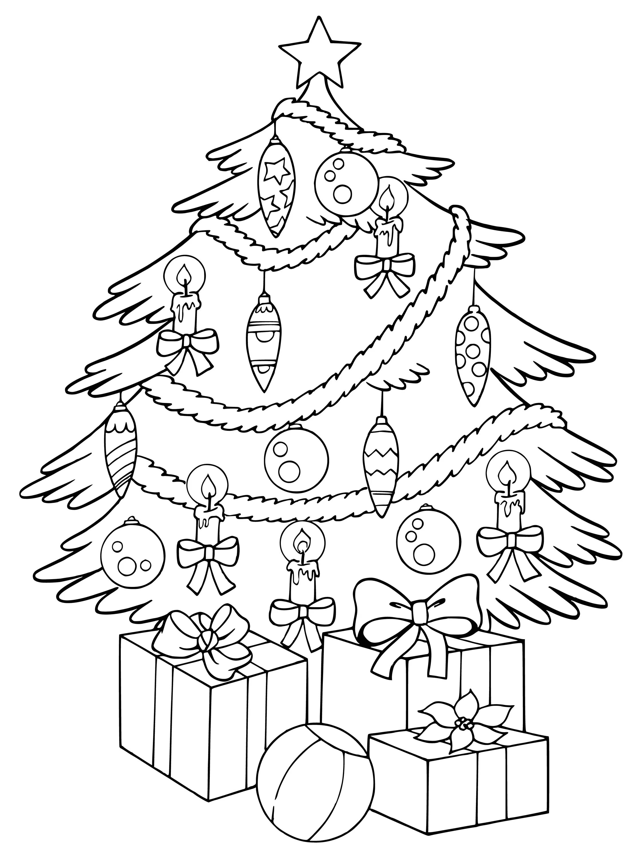 Юмористическая раскраска рождественской елки