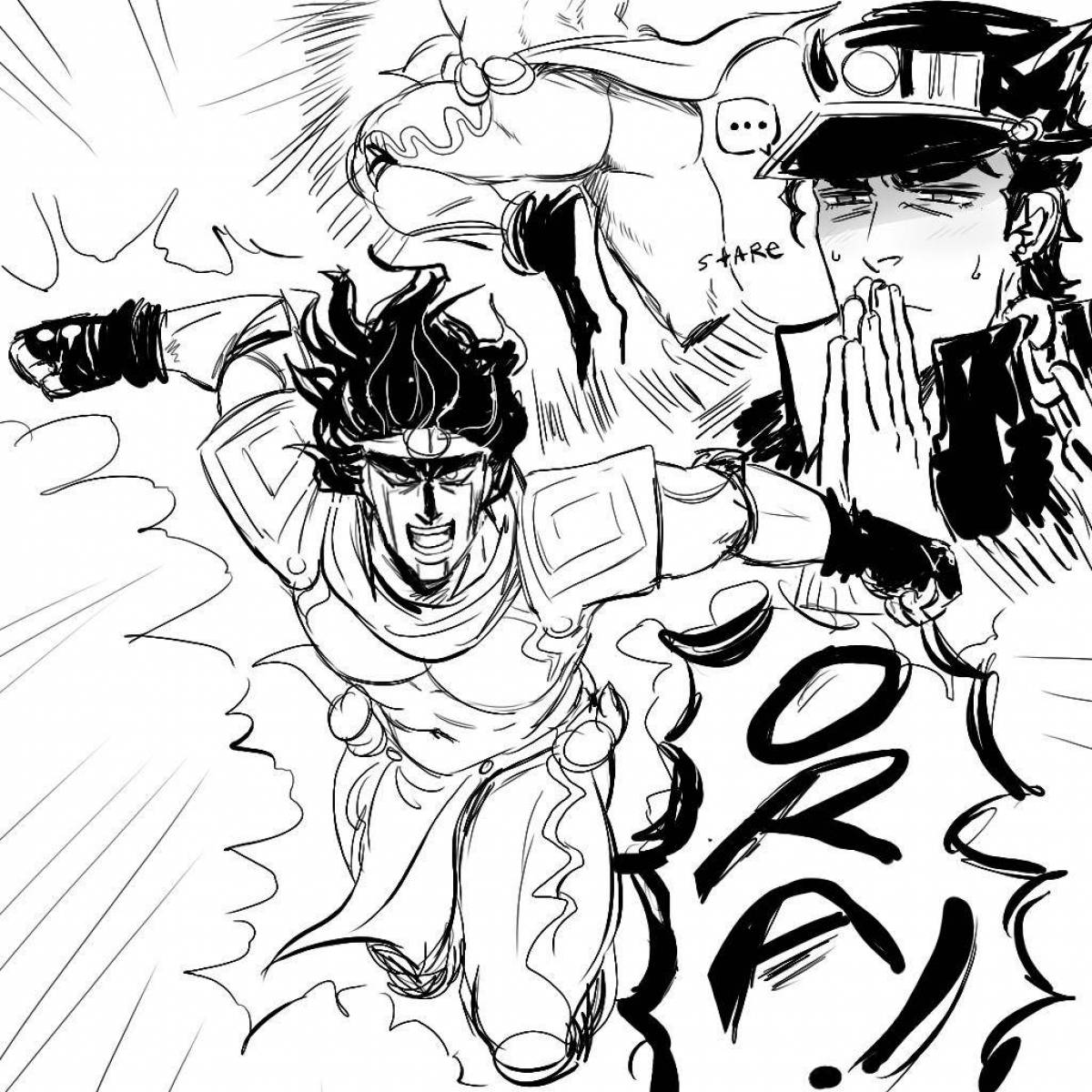 Раскраска Яркая страница раскраски джотаро и стар платинум