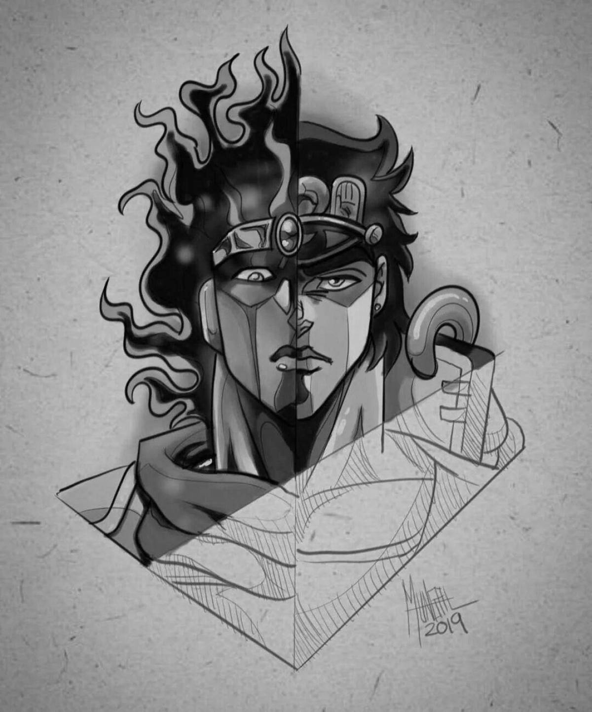 Раскраска Radiant jotaro и star platinum раскраска