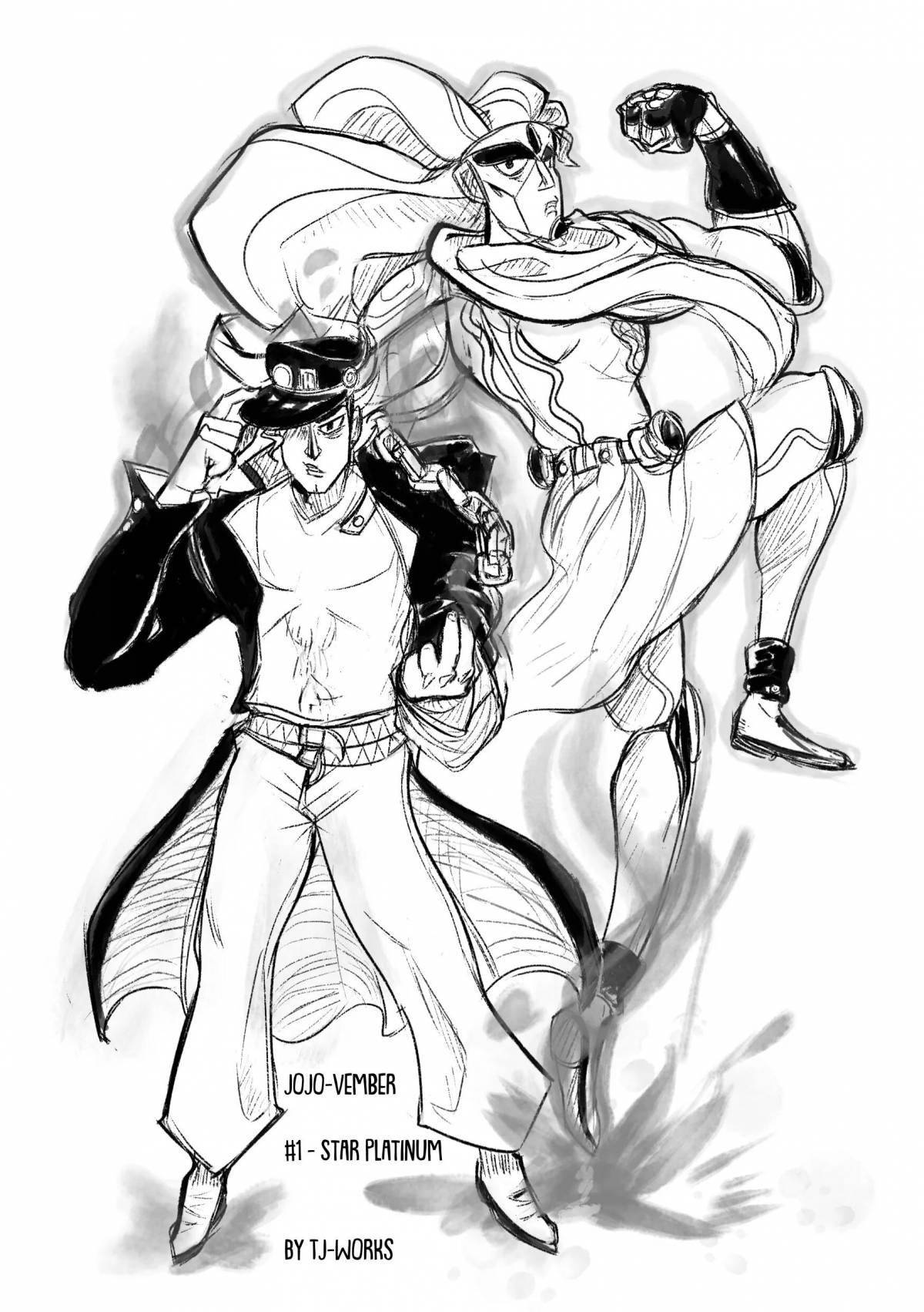 Раскраска Раскраска grand jotaro и star platinum