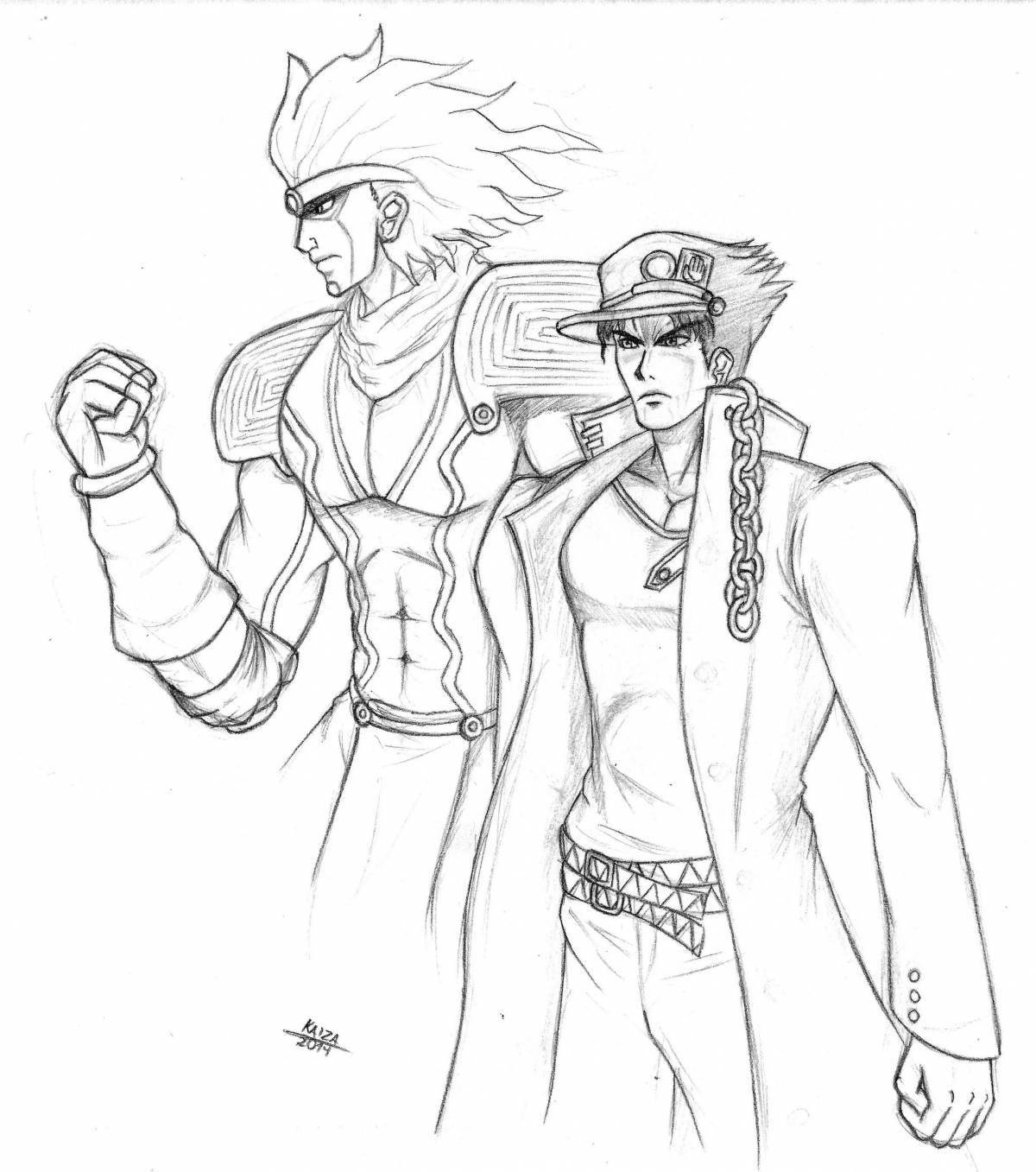 Раскраска Выдающаяся раскраска jotaro и star platinum