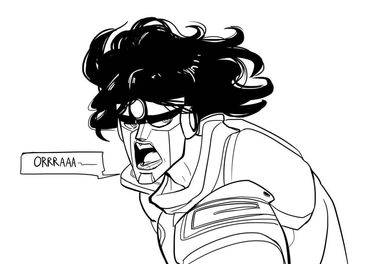 Раскраска Ярко раскрашенная страница раскраски джотаро и стар платинум