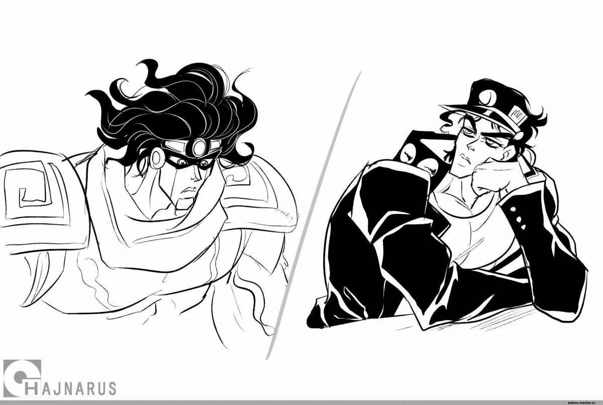Раскраска Ярко окрашенная страница раскраски джотаро и star platinum