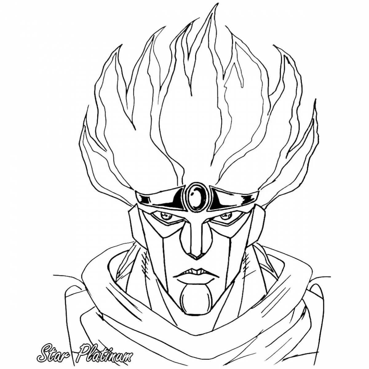 Раскраска Красочно оформленная страница раскраски джотаро и star platinum