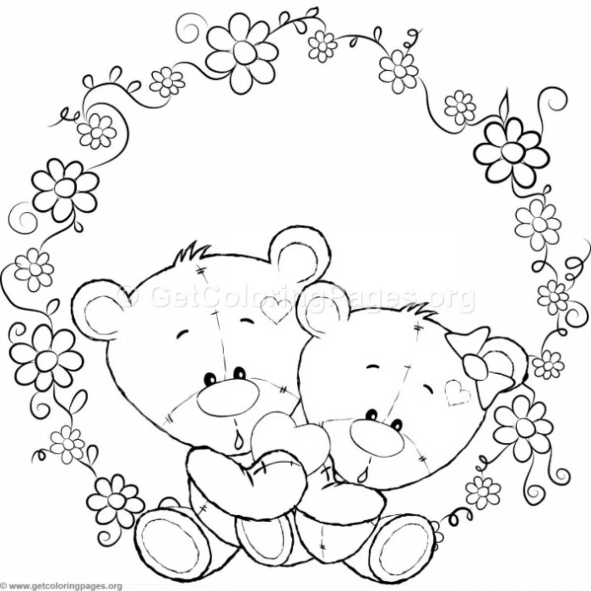 Раскраска Плюшевый мишка с сердечком раскраска