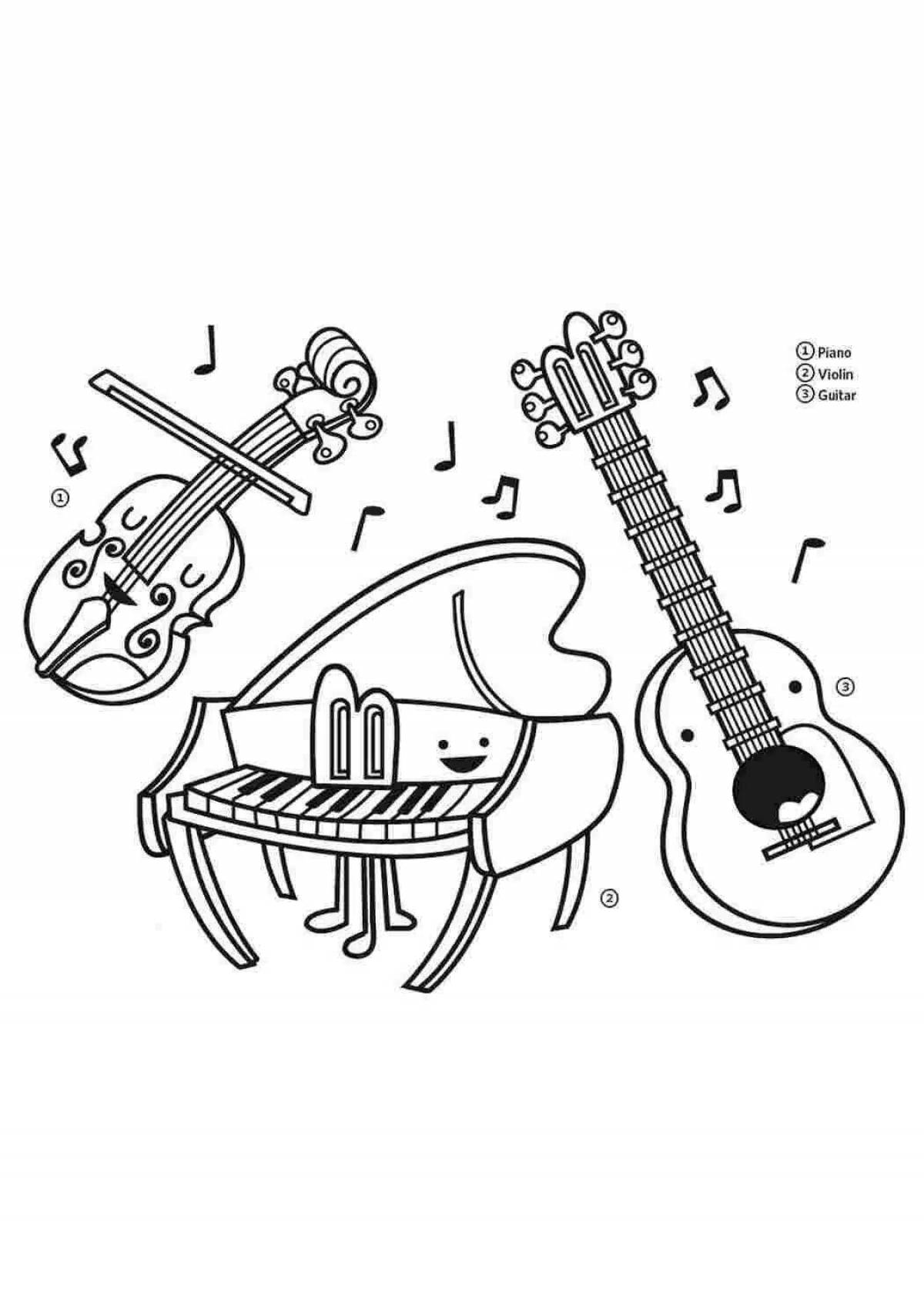 Coloring page joyful musical instruments