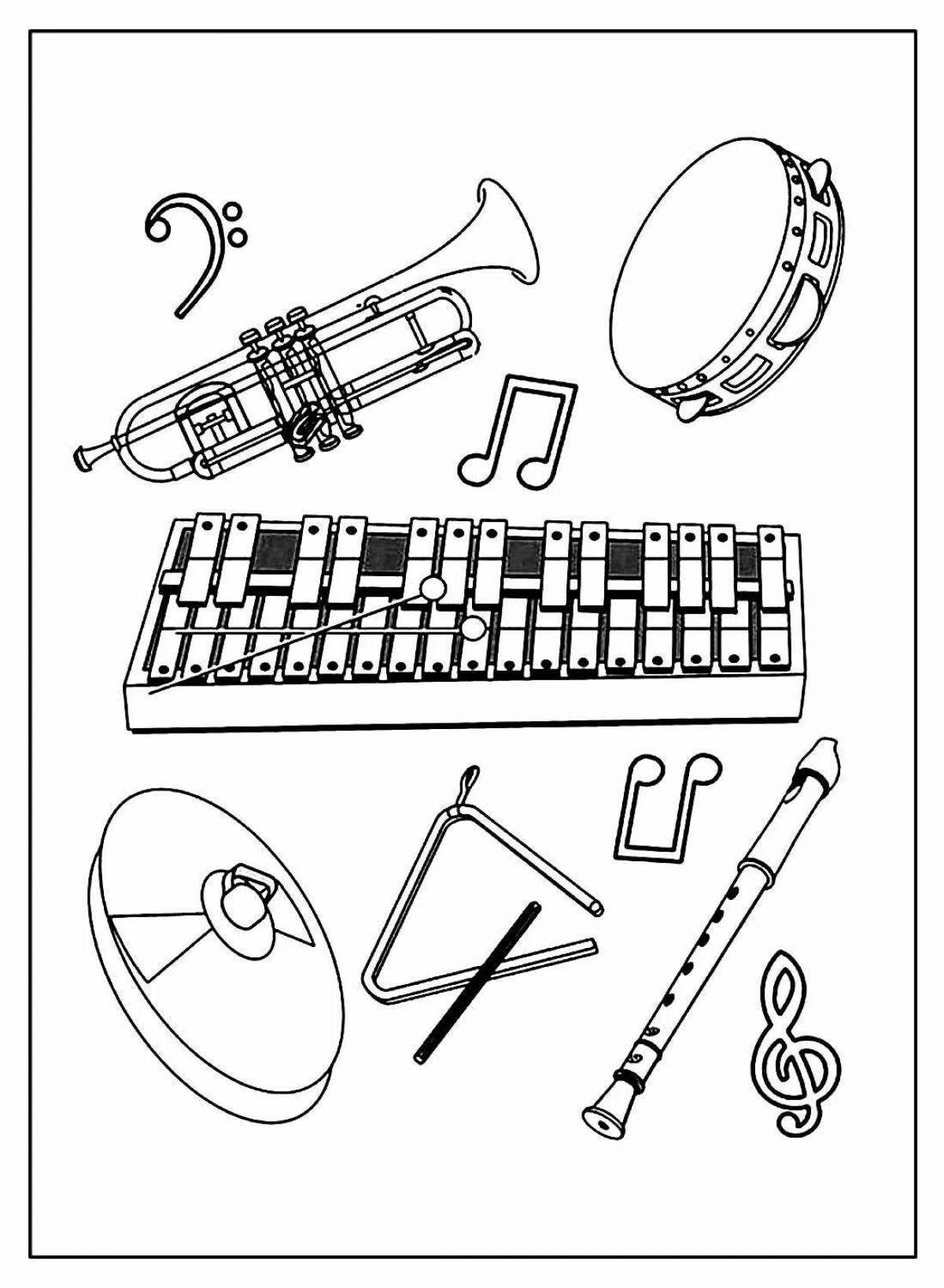 Colouring funny musical instruments