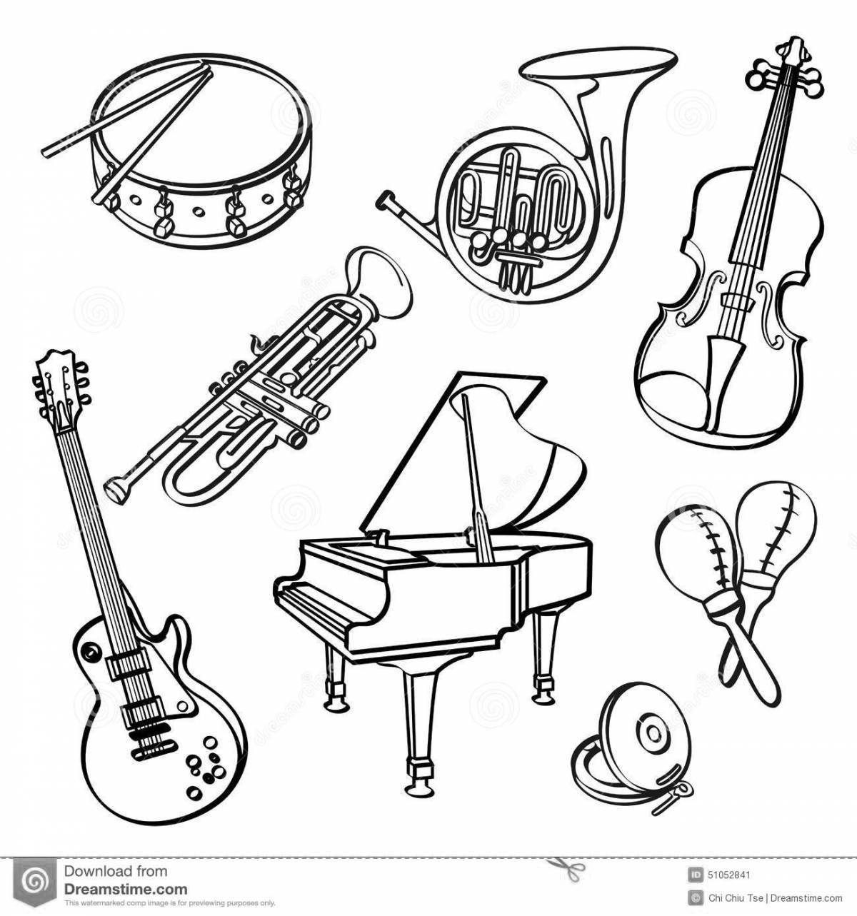 Fabulous musical instruments coloring book