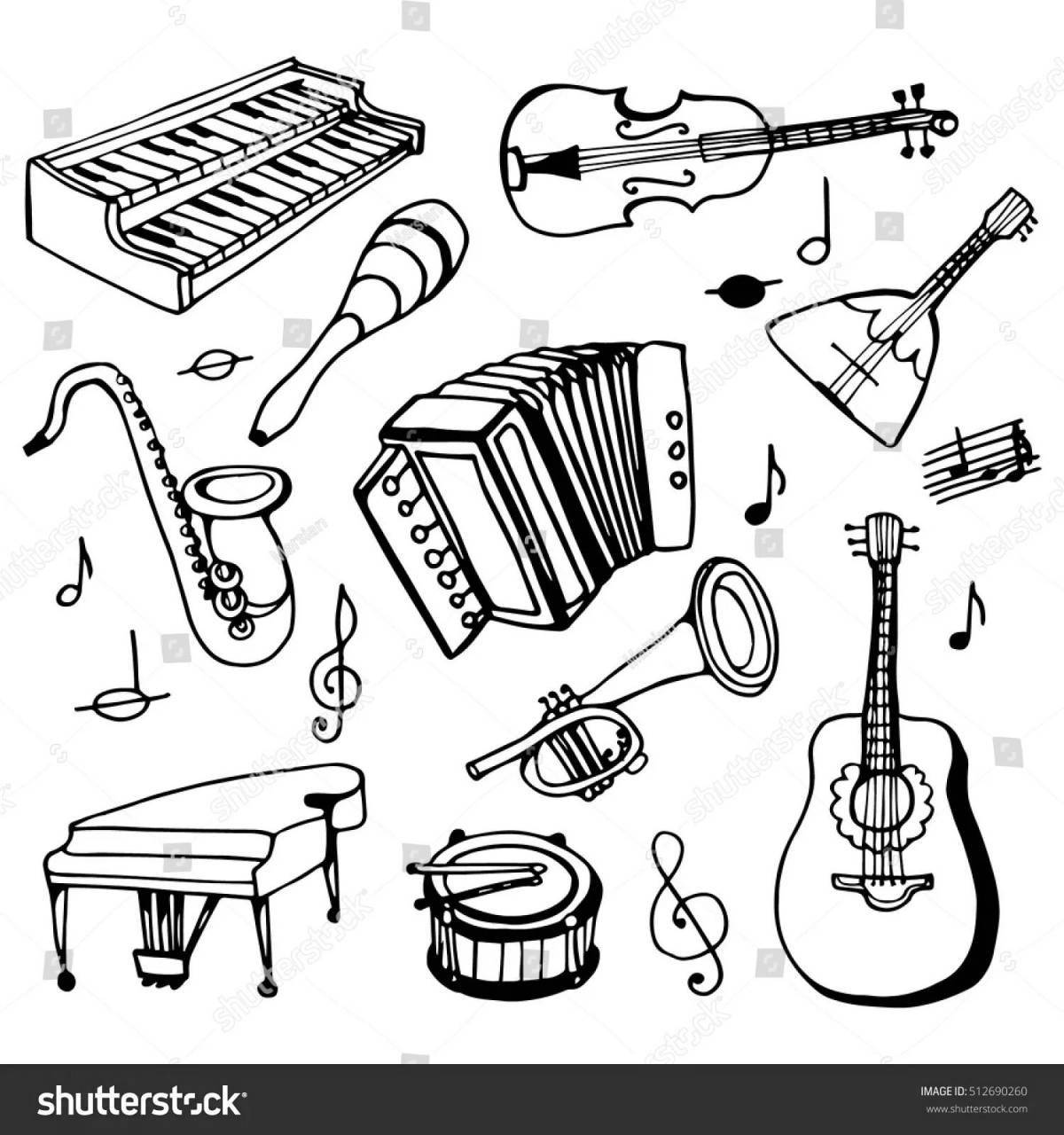 Amazing musical instruments coloring book