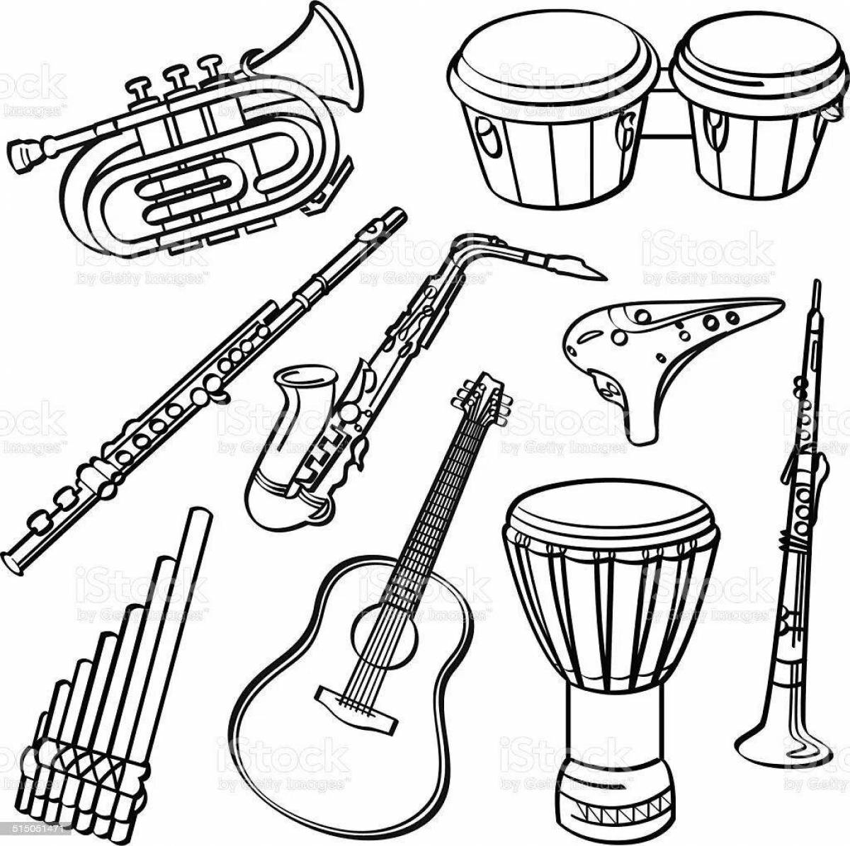Coloring page dazzling musical instruments