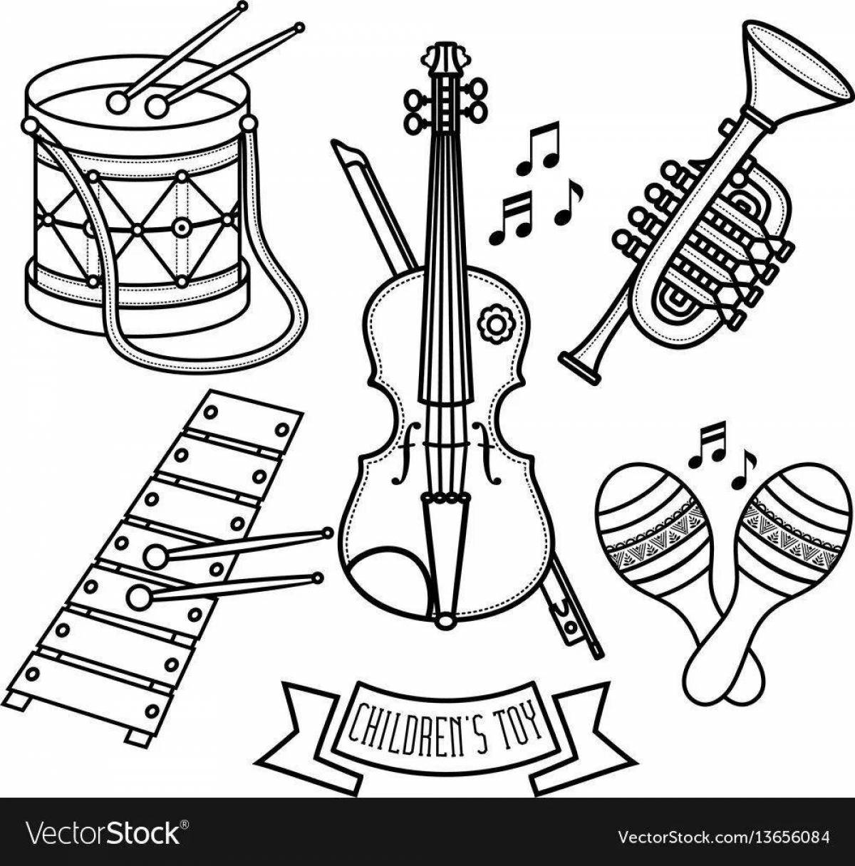 Coloring page inviting musical instruments
