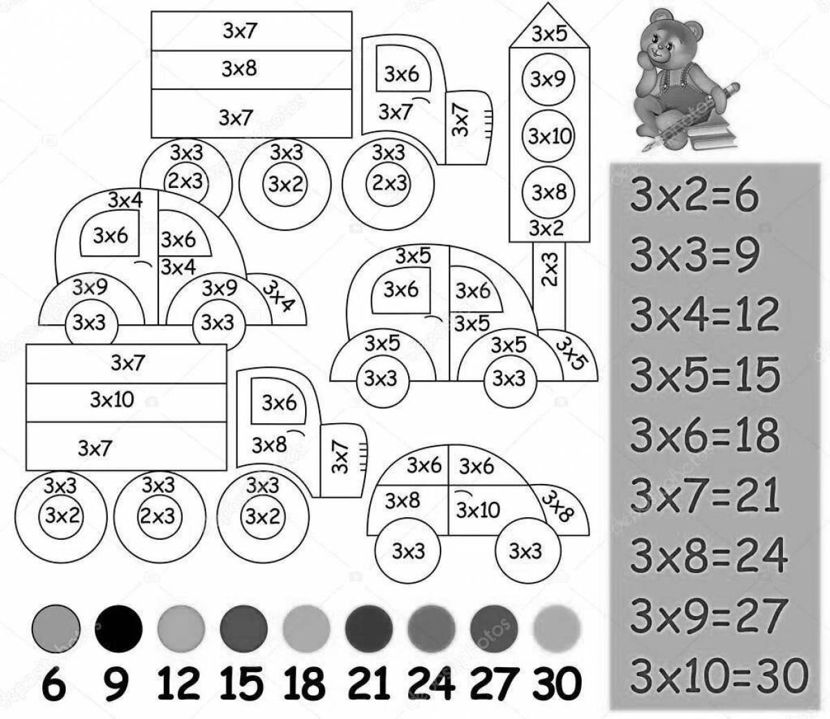 Color multiplication table for 5