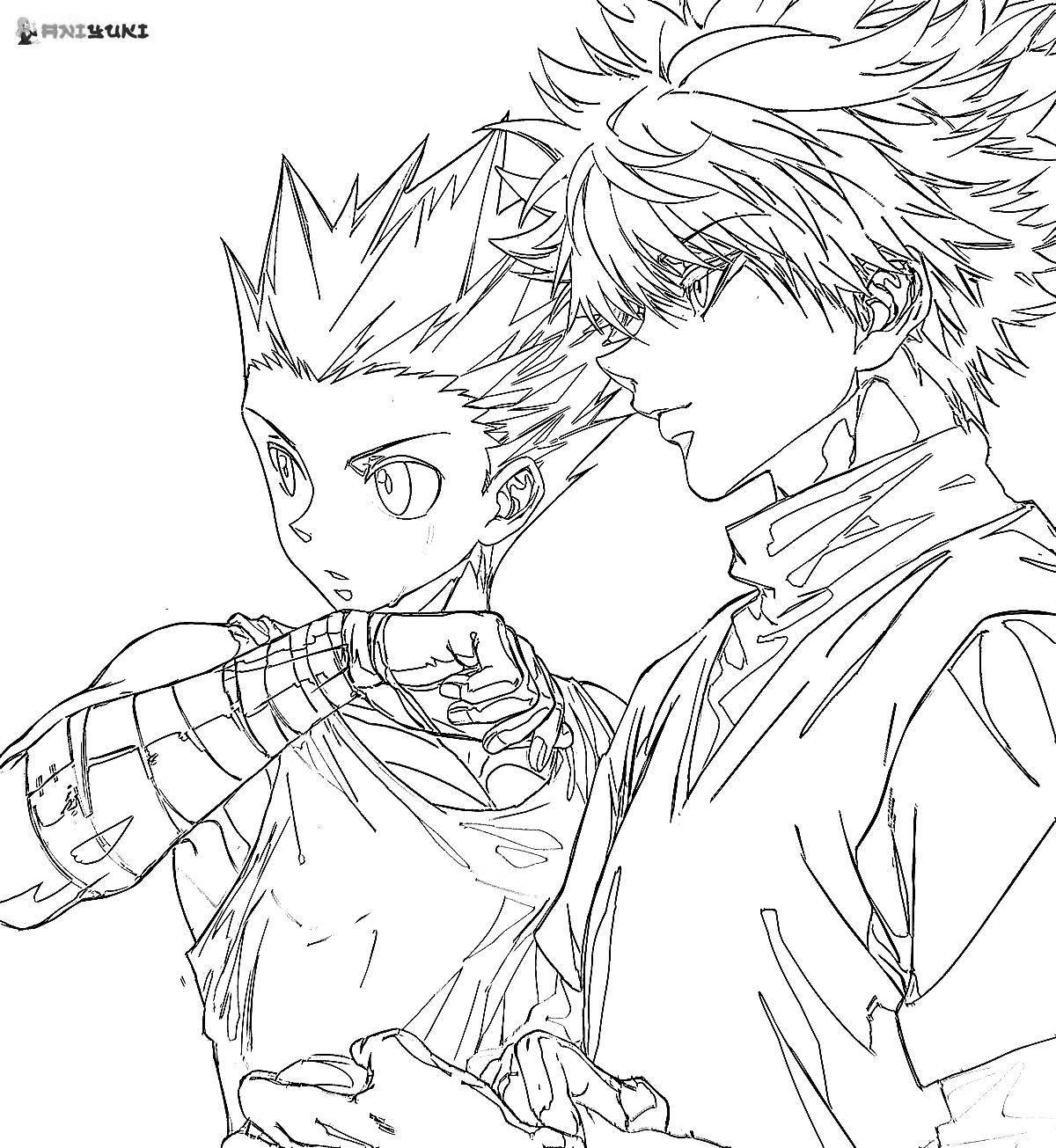 Colorful hunter x hunter anime coloring page