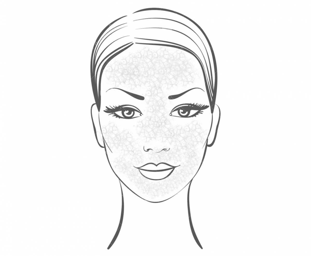 Игривая страница раскраски лица с макияжем