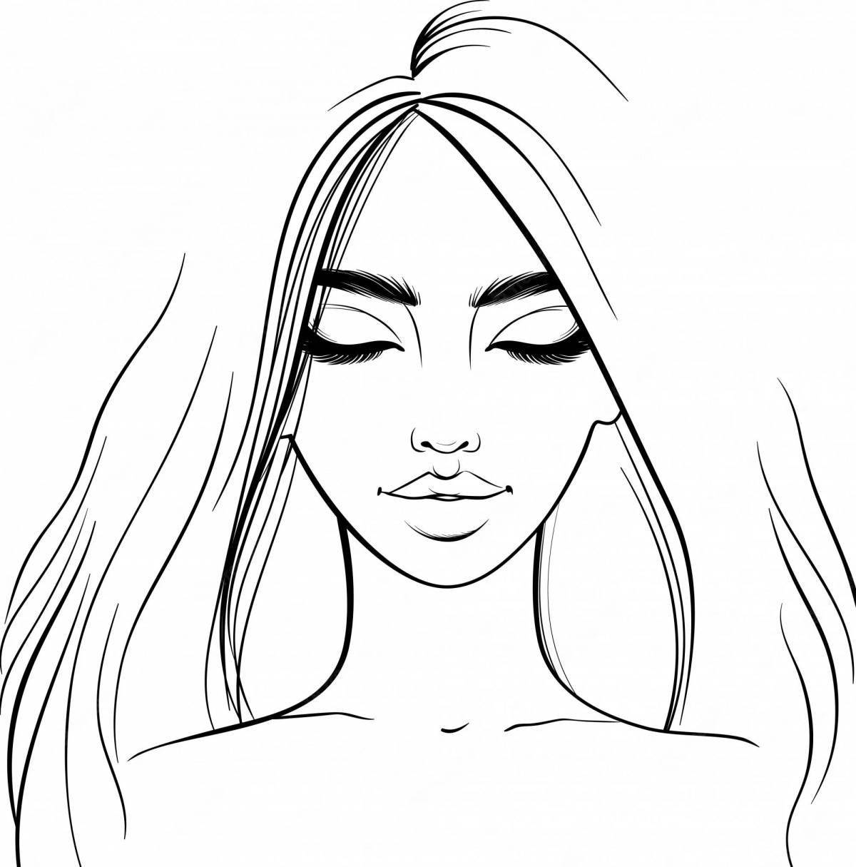 Exciting makeup face coloring page