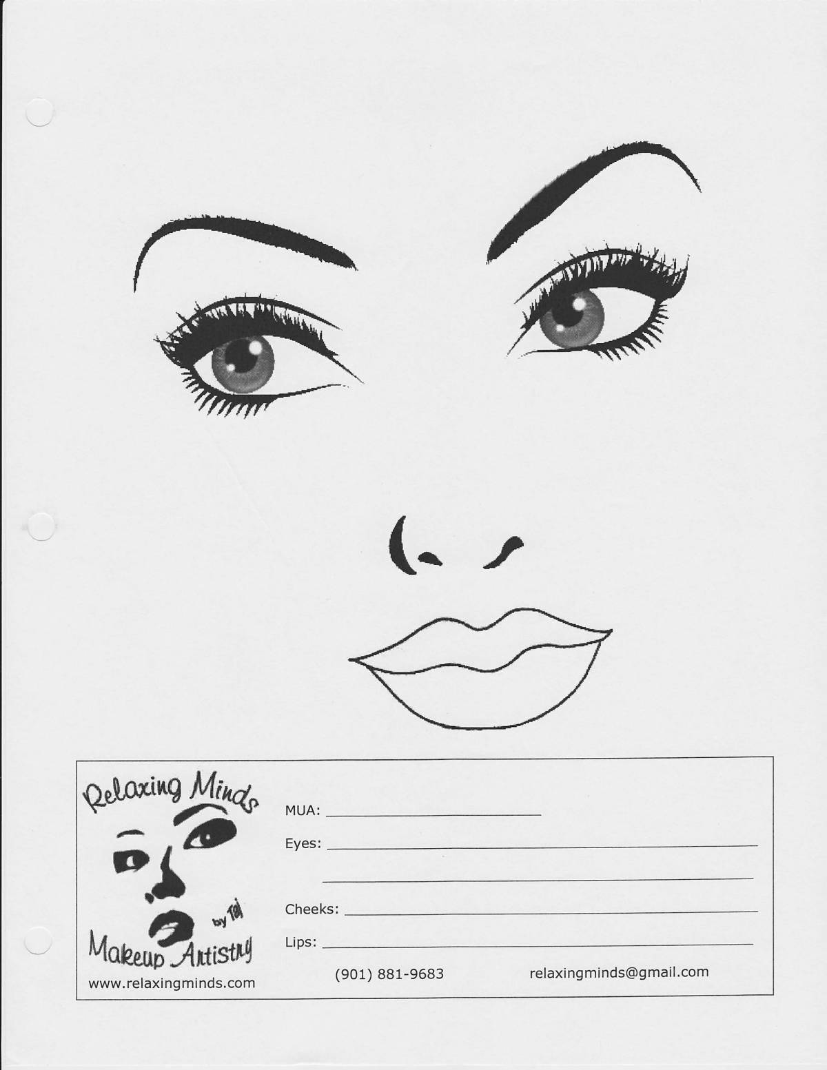 Creative makeup face coloring page