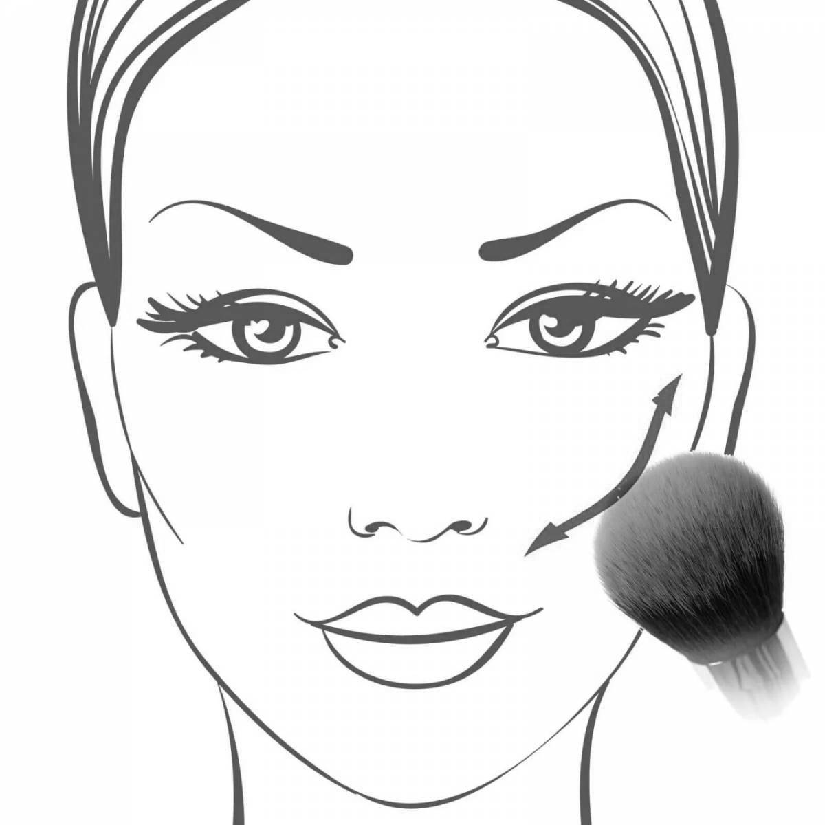 Adorable makeup face coloring page