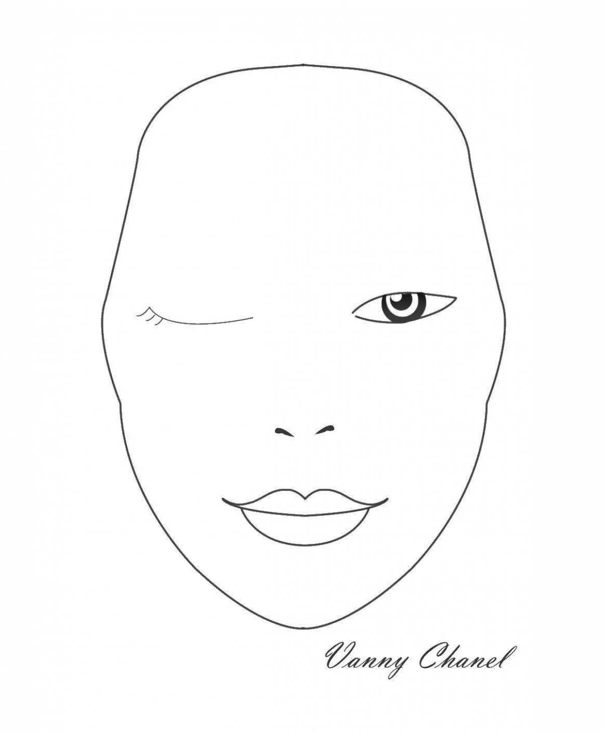 Cute makeup face coloring page