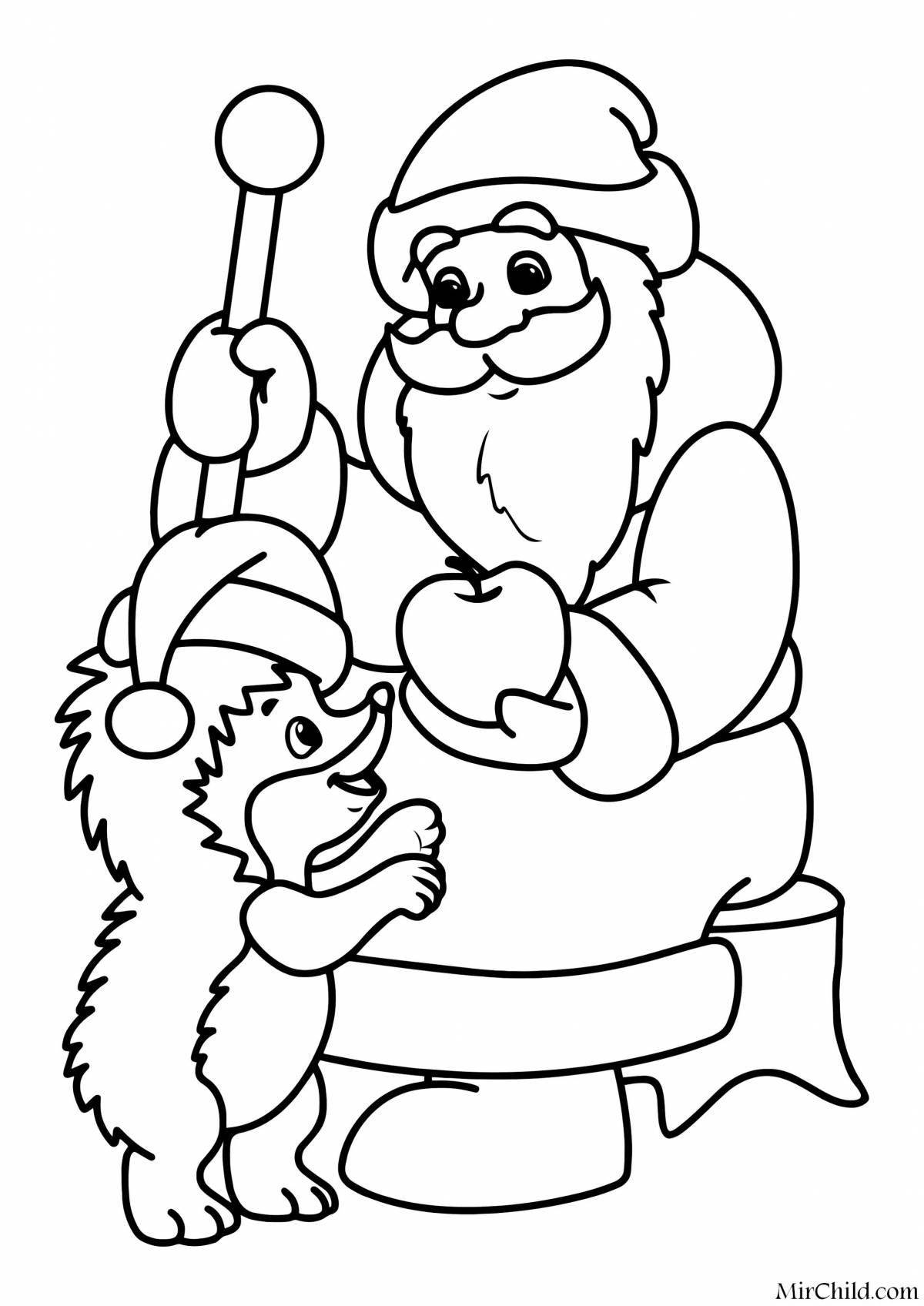Coloring page wild santa claus and animals