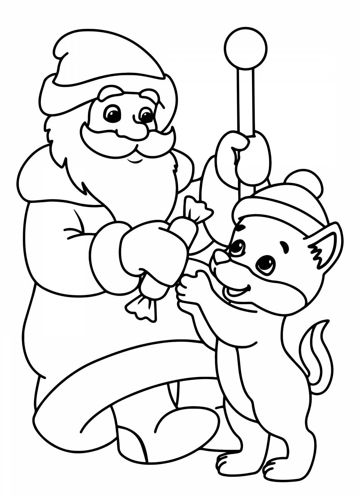 Incredible santa claus and animals coloring book