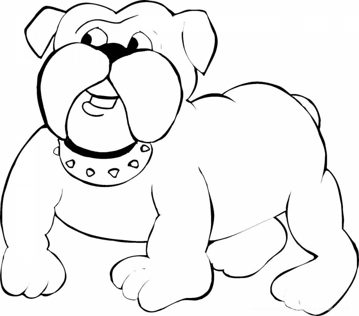 Playful bulldog coloring page for kids